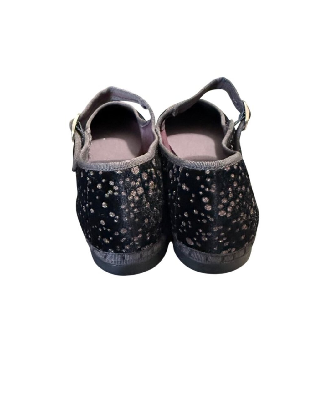 NWOB Flabelus Mary Jane Ondine Black Velvet Rose Glitter Flats Womens EU39 US 8 - Picture 3 of 9